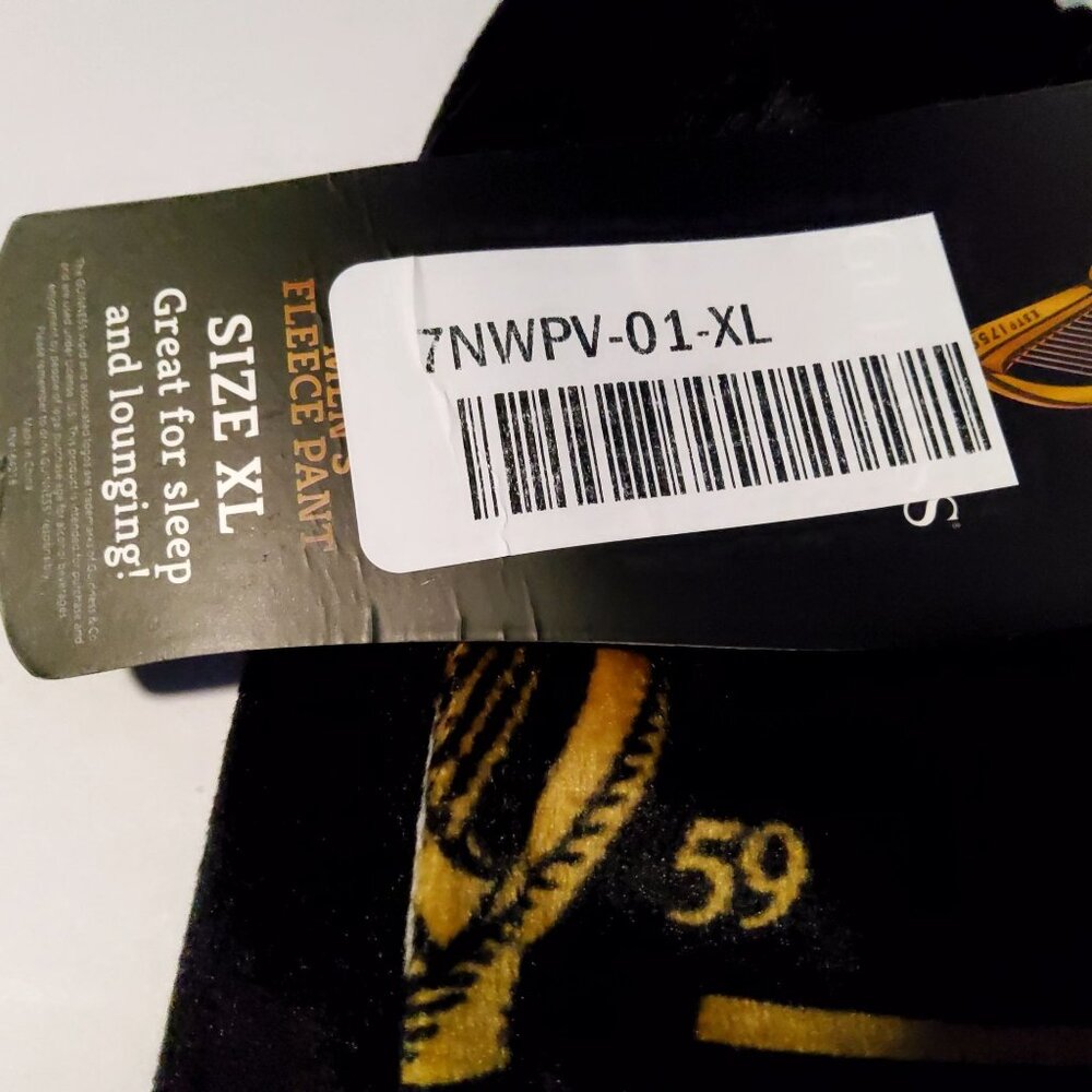 Guinness Mens Fleece Lounge Pants  Size  XL Black & Gold Print Elastic Waistband - Picture 7 of 7